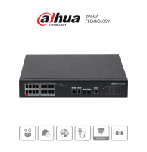 DAHUA DH-PFS4218-16ET-240  - Switch  PoE Administrable de 16 Puertos Ethernet/ 16 Pue