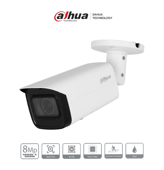 DAHUA IPC-HFW3841T-ZAS-S2 Cámara IP Bullet 4K de 8 MP  lente motorizado 2.7-13.5 mm
