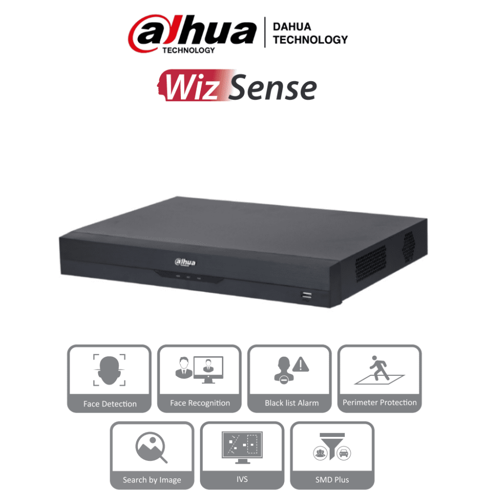 DAHUA NVR2216-16P-I2 - NVR de 8 Megapixeles /16 Canales IP/ WizSense/ 4k Con IA/ 16 P