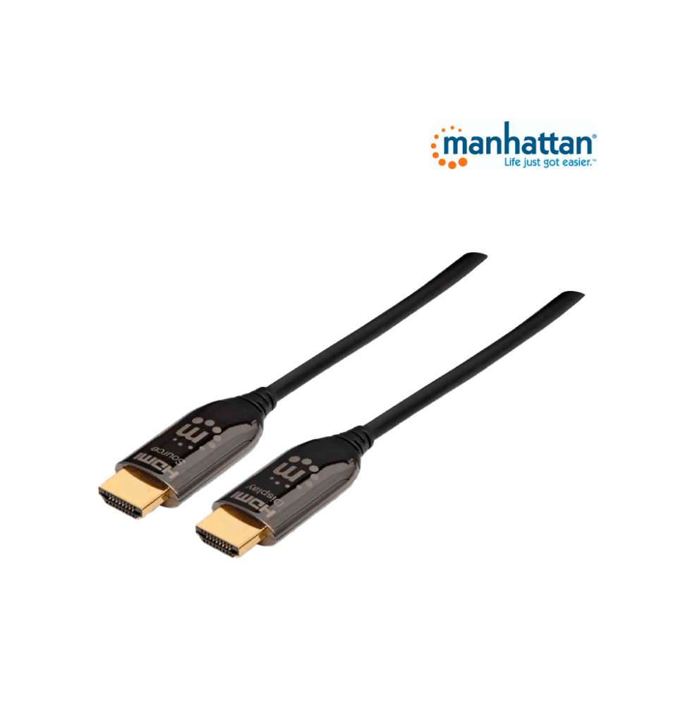 MANHATTAN 355445 - Cable HDMI Optico Activo Plenum de 50 Metros/ Resolución 4K@60Hz/