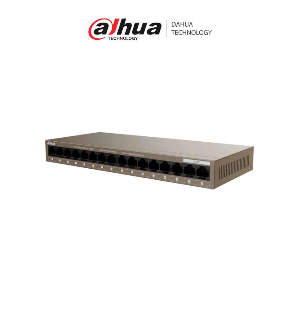 Dahua PFS3016-16GT-M- Switch Gigabit de 16 Puertos No Administrable/ Capa 2/ 10/100/1