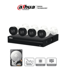 DAHUA KITNVR1104HS-P+4C1TB- Kit IP de 4 canales con NVR con 4 puertos PoE  1TB de alm