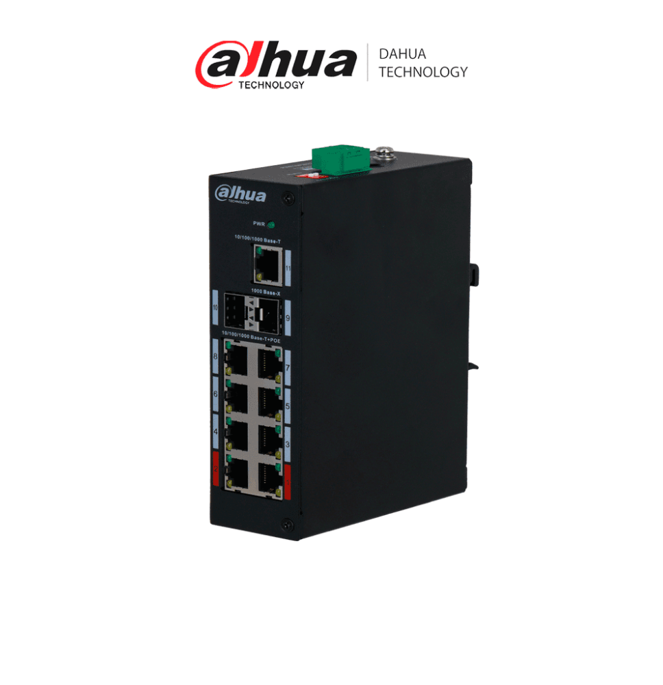 DAHUA PFS3211-8GT-120 - Switch Poe de 8 Puertos Gigabit/ 8 Puertos PoE/ 2 Puertos SFP