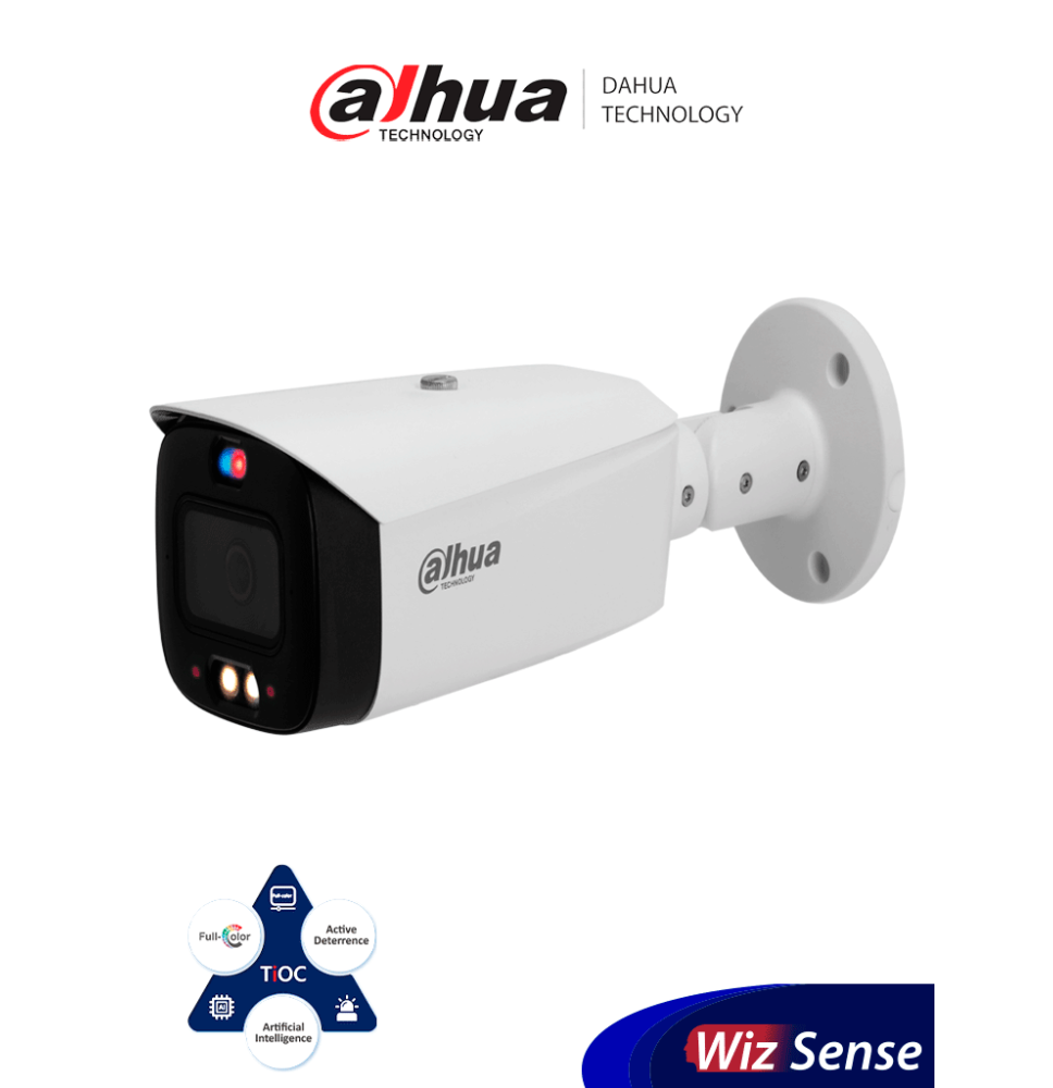 DAHUA IPC-HFW3449T1-AS-PV Cámara IP Bullet 4MP/ TiOC/ WizSense/ Iluminador Dual Intel