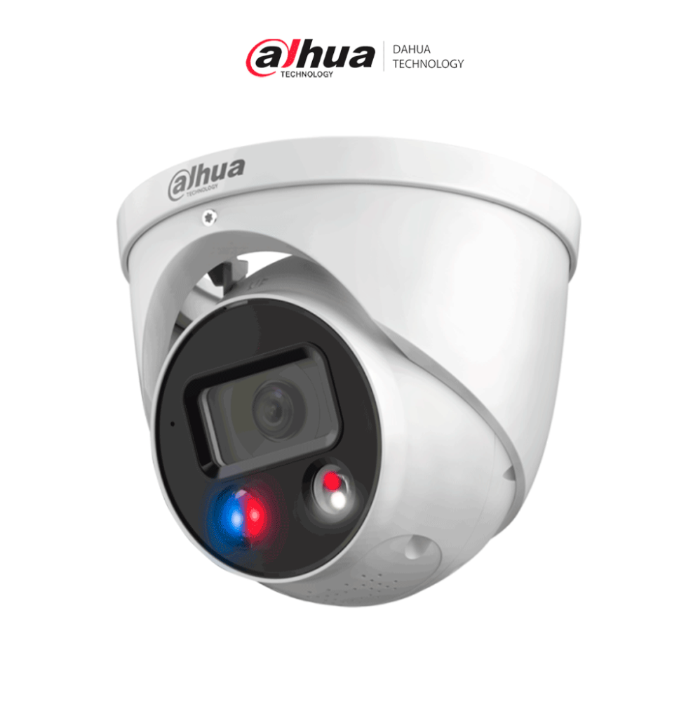 DAHUA DH-IPC-HDW3849H-AS-PV-S5 - Cámara IP Domo de 8 Megapixeles con Disuasión Activa