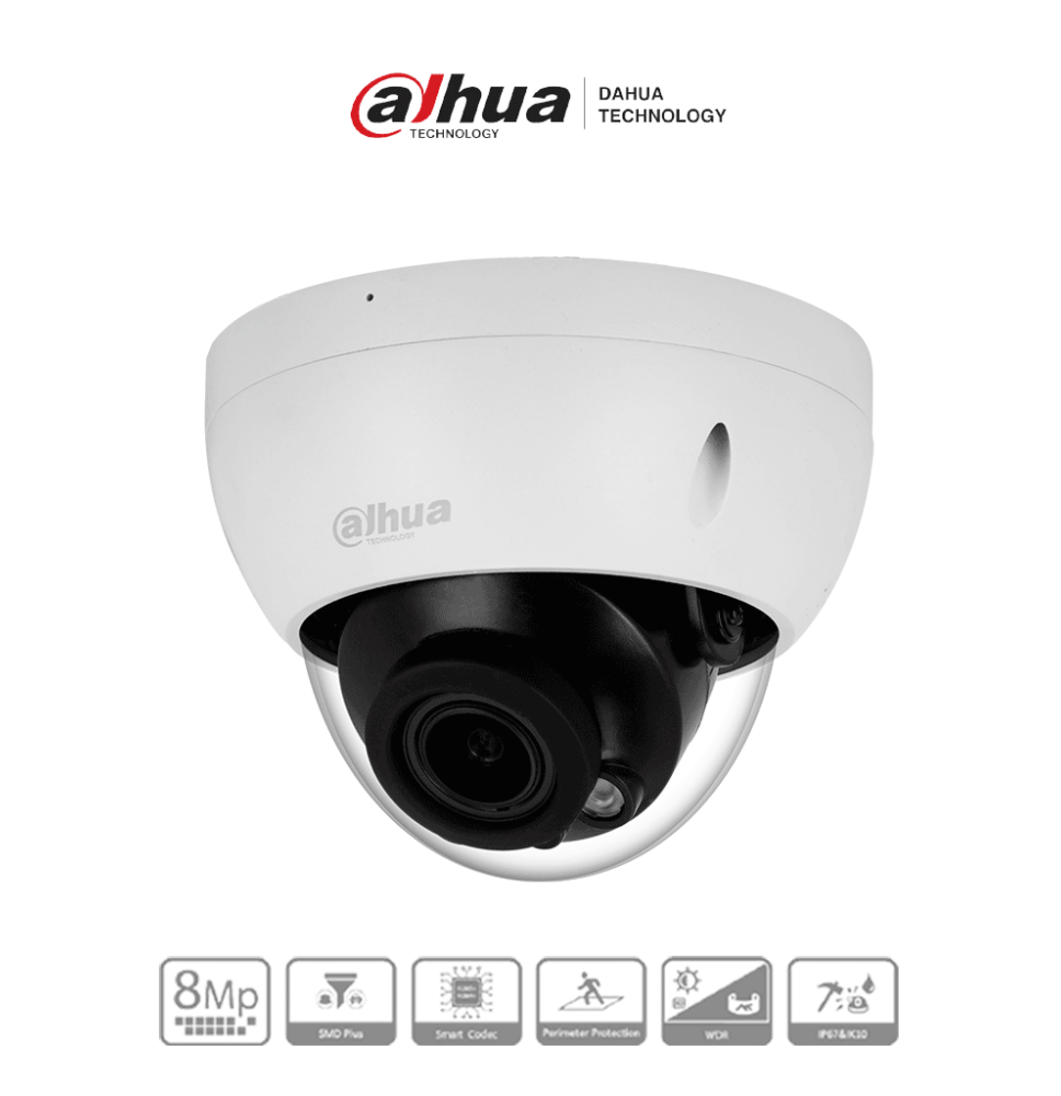 DAHUA DH-IPC-HDBW2841R-ZS - Cámara IP Domo Antivandálica de 8MP con lente motorizado