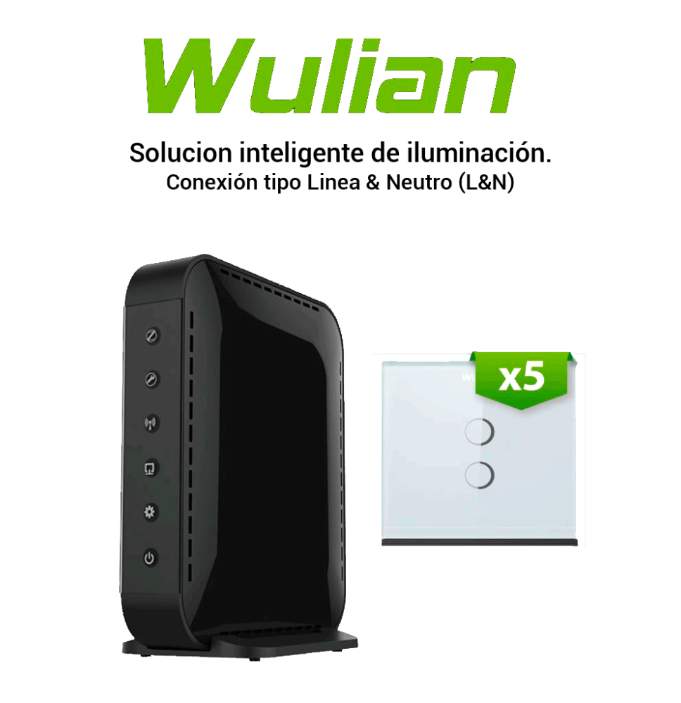 WULIAN BV6IL5LN - Paquete Para Control De Iluminacion con 5 Apagadores Dobles Para Li