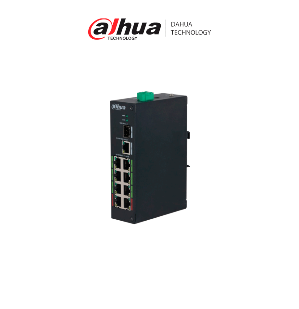 DAHUA DH-LR2110-8ET-120-V2 Switch Industrial ePoE 8 Puertos/ Hasta 800 Mts con Cámara