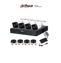 DAHUA KITXVR5104HS4KLI3+4HFW1500CMA- Kit de vigilancia de 4 canales 5 MP con audio y