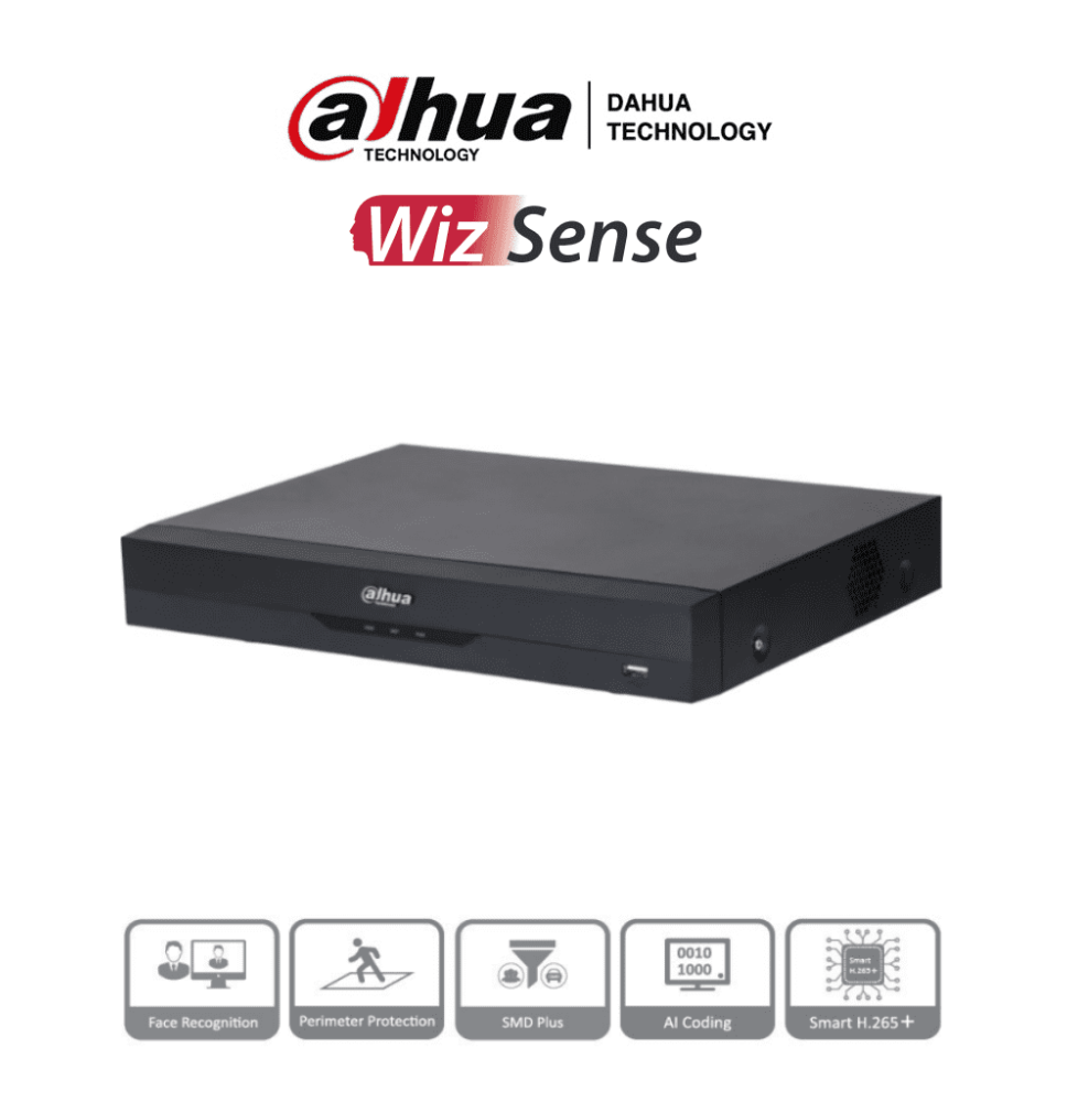 DAHUA XVR5116HE-I3 - DVR de 16 canales 5 MP Lite con WizSense y IA  compresión H.265+