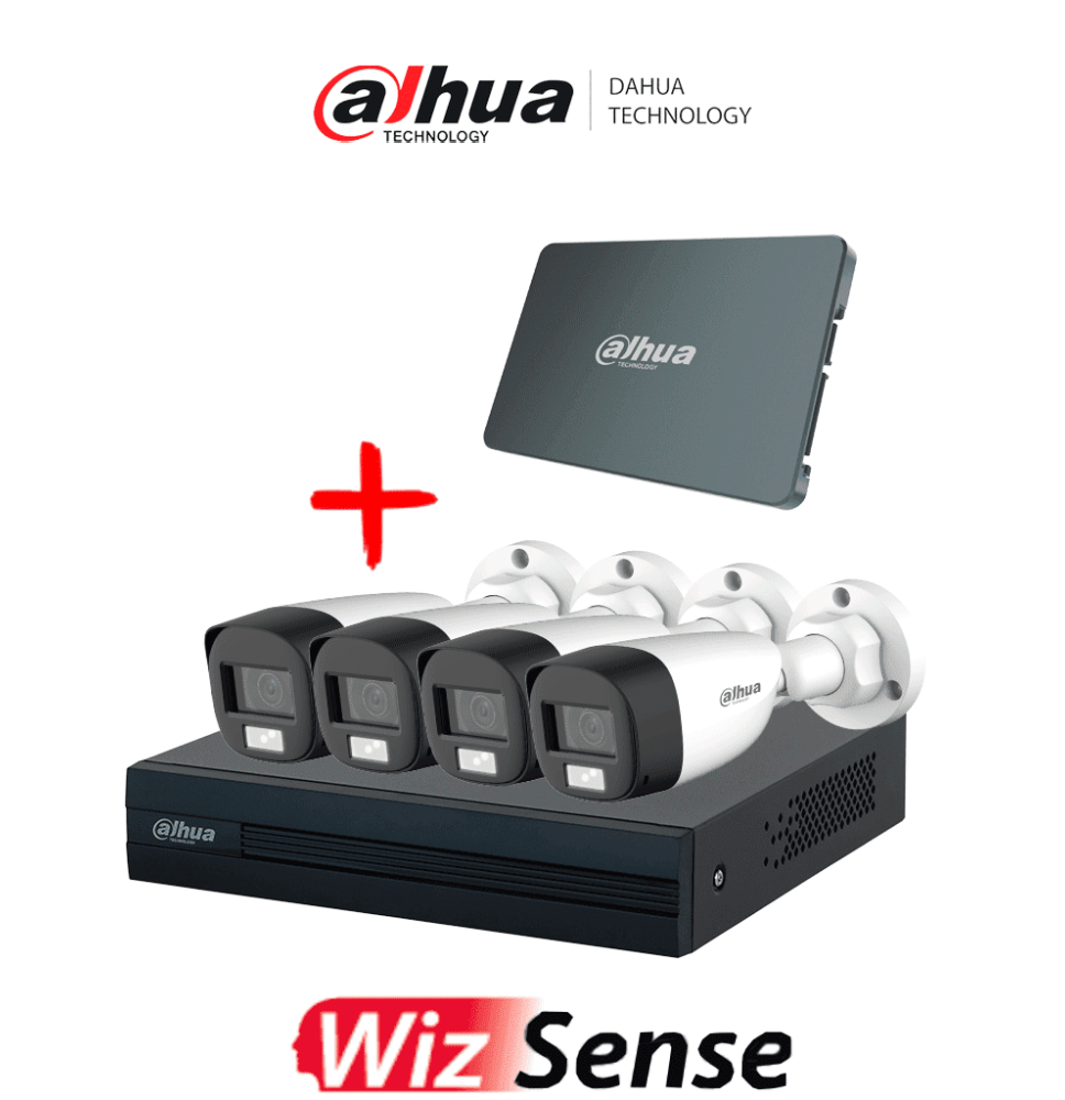 DAHUA KIT/XVR1B04-I-SSD512G4HFW-IL-A - Kit Iluminación Dual de 4 Canales con SSD de 5