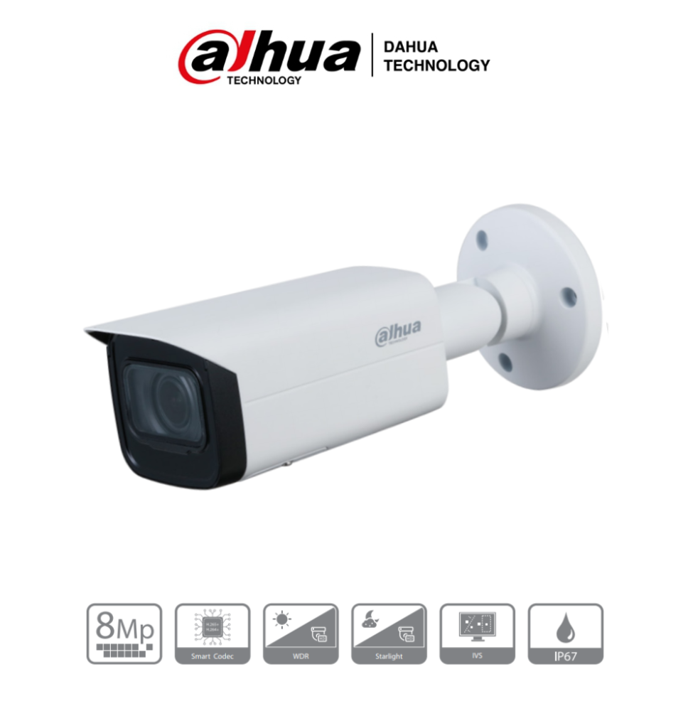 DAHUA IPC-HFW2831T-ZS - Cámara IP Bullet de 8 Megapíxeles/ 4k/ Lente Motorizado de 2.