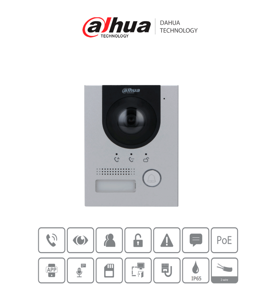 DAHUA VTO2202FP-S2 - Frente de calle para videoportero IP/ Metálico/ Cámara de 2 MP c