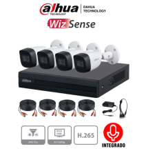 DAHUA KITXVR1B04-I+HFW1200CMA -  Kit de 4 canales con cámaras de 2MP y audio. Incluye