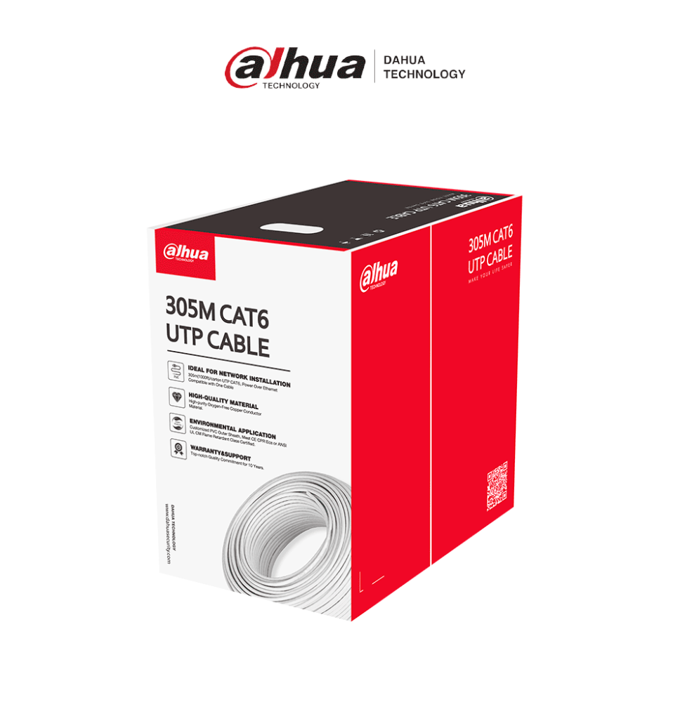 DAHUA PFM923I-6UN-C - Bobina de Cable UTP Cat 6 100% Cobre/ Color Blanco/ 305 Metros/