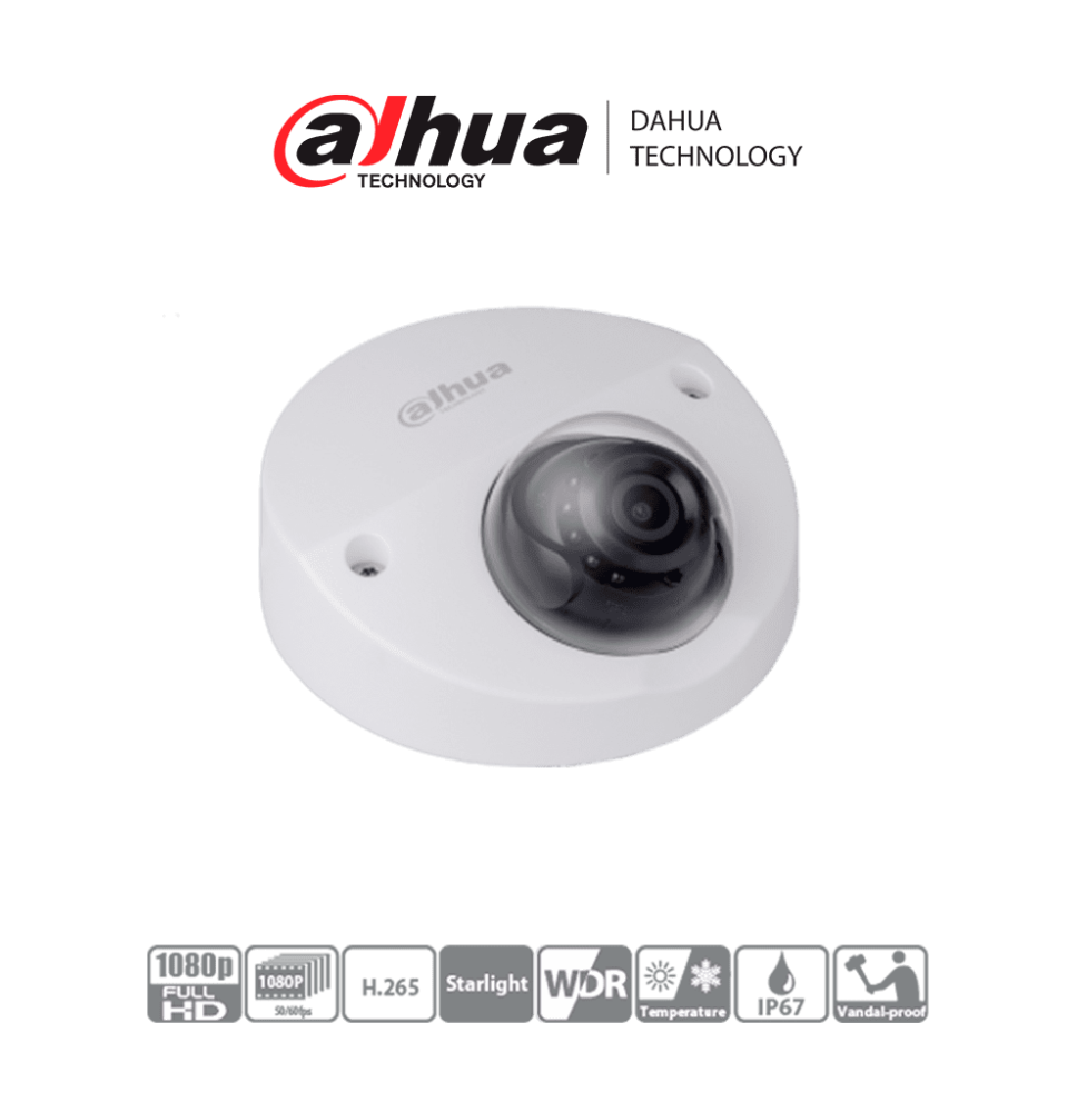 DAHUA HDBW3231FN-M- Camara IP Domo de 2 Megapixeles/ Especial para NVR Movil/ Lente d