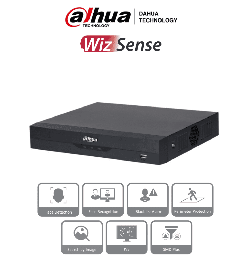 DAHUA NVR2104HS-P-I2 - NVR DE 8 Megapixeles/ 4k/ 4 Canales IP/ WizSense/ 4 Puertos Po