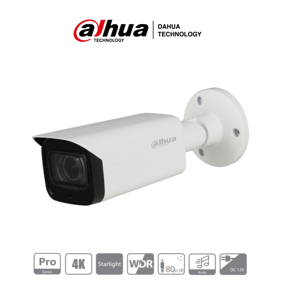 DAHUA HFW2802T-Z-A - Camara Bullet 4k Starlight/ 8 Megapixeles/ Lente Motorizado 3.7