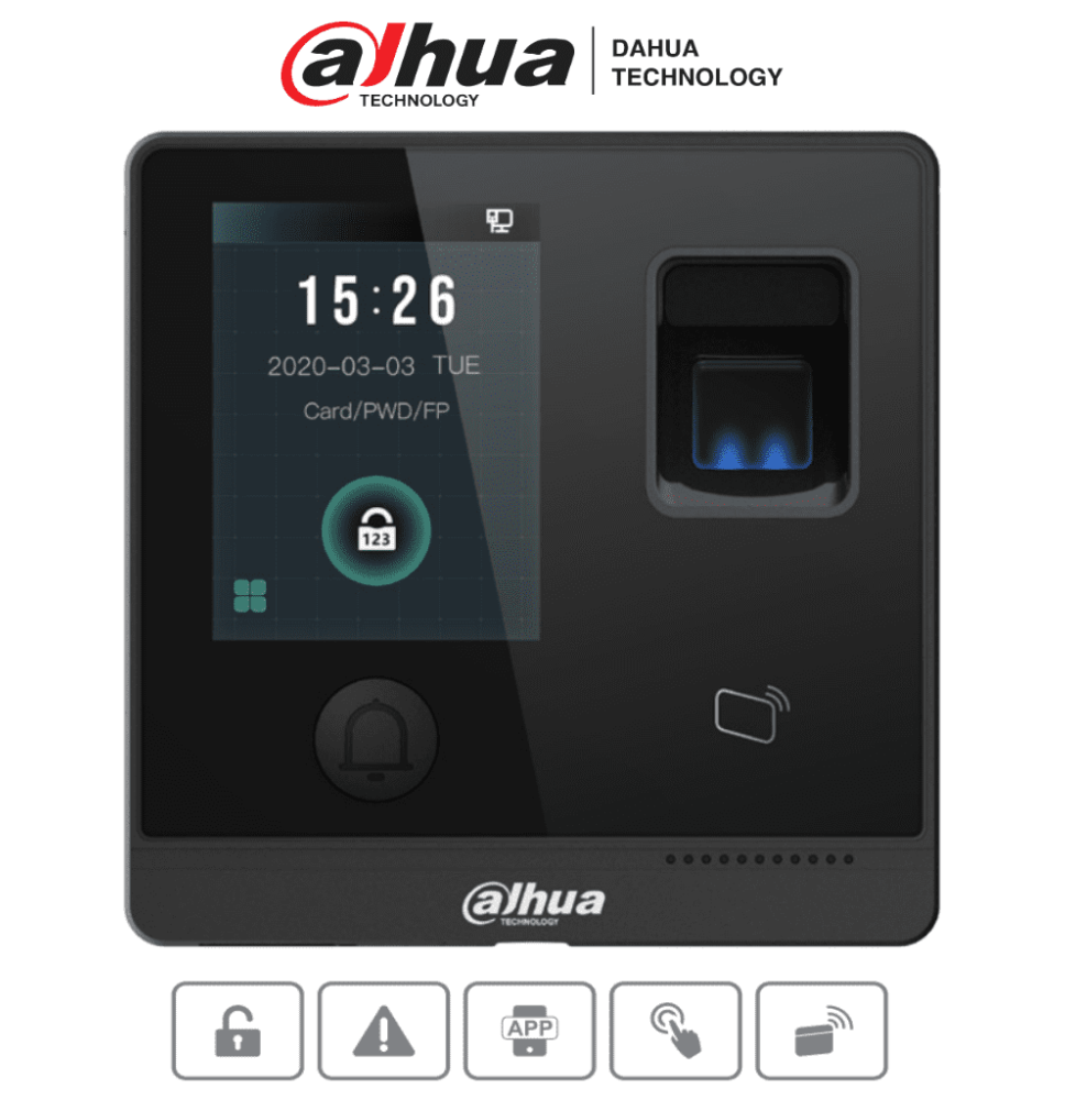 DAHUA ASI1212F-D - Control de Acceso Touch/ 3 000 Huellas/ 30 000 Tarjetas ID/ 30 000