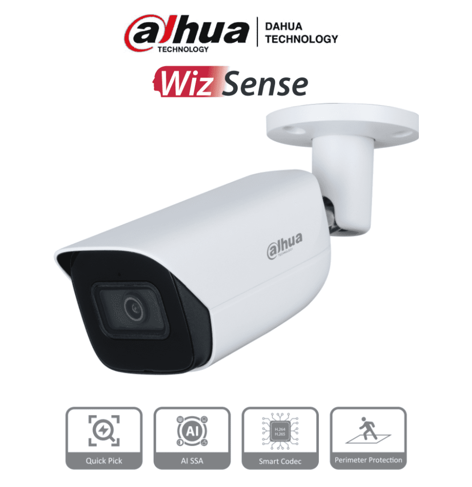 DAHUA IPC-HFW3441E-AS-S2 - Camara IP Bullet de 4 Megapíxeles con IA/ WizSense/ Lente