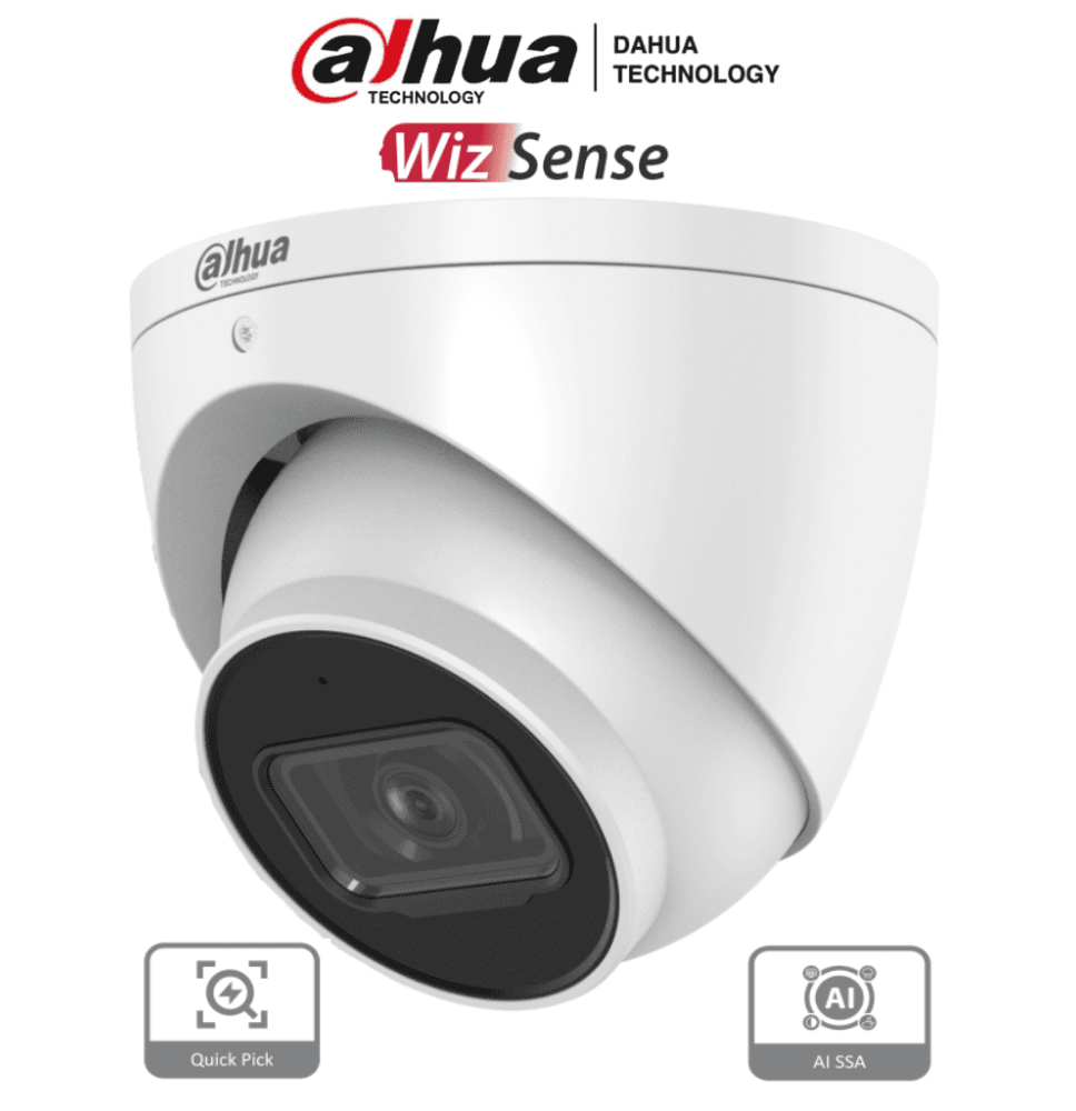 DAHUA IPC-HDW3441EM-S-S2  - Camara IP Domo de 4 Megapixeles con IA/ WizSense/ Lente d