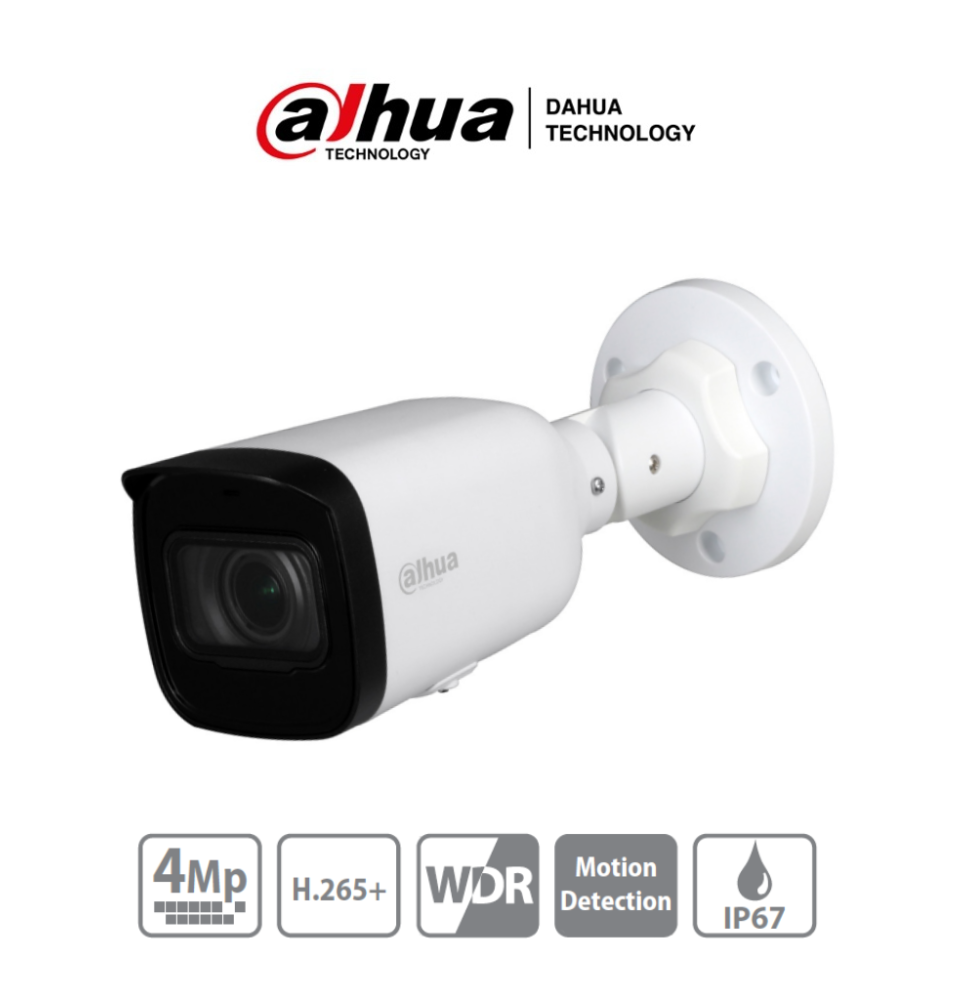 DAHUA IPC-HFW1431T1-ZS-S4 - Camara IP Bullet de 4 Megapixeles/ Lente Motorizado de 2.