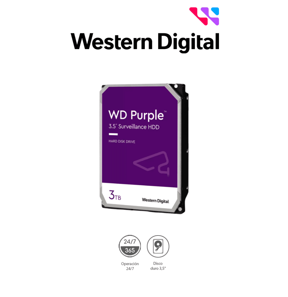 WESTERN WD33PURZ - Disco Duro de 3TB Purple/ Especial para Videovigilancia/ Trabajo 2