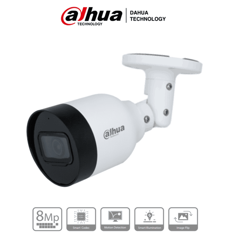 DAHUA IPC-HFW1830S-S6 - Camara IP Bullet 4k/ 8 Megapíxeles/ Lente de 2.8 mm/ 105 Grad