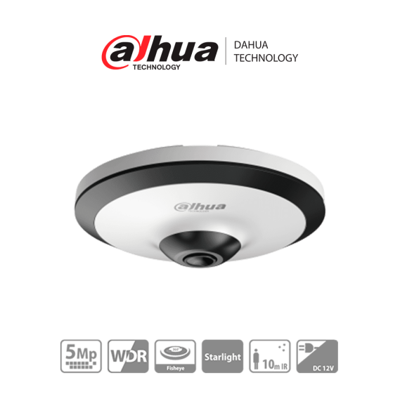 DH-HAC-EW2501N - Cámara Fisheye HDCVI 5 MP  visión 360  IR 10 m  WDR real 120dB  micr