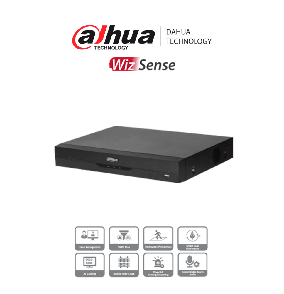 DAHUA XVR5104HE-I3 - DVR de 4 Canales de 5 Megapixeles Lite/ WizSense/ H.265+/ + 2 Ch