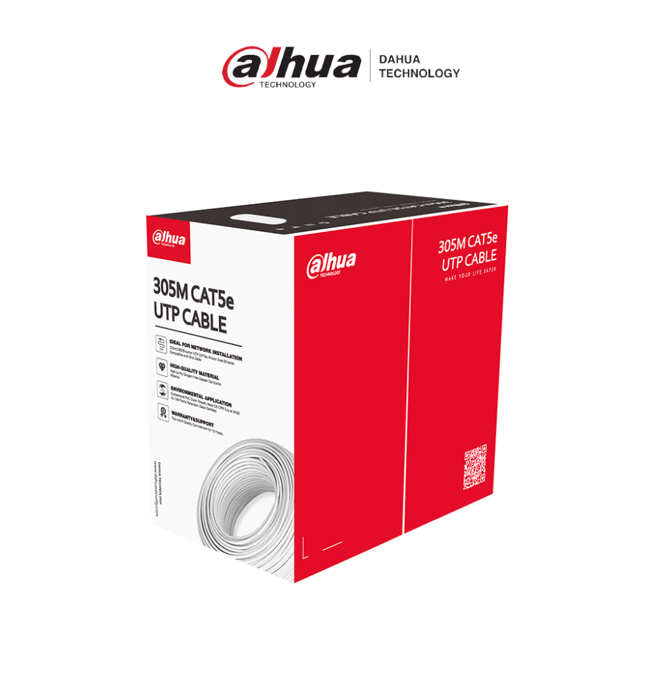 DAHUA PFM920I-5EUN - Bobina de cable UTP blanco  100% cobre  categoría 5e  305 metros