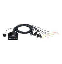 ATEN CS22H CS22H Conmutador KVM con cable HDMI 4K USB de 2 puertos con selector de pu