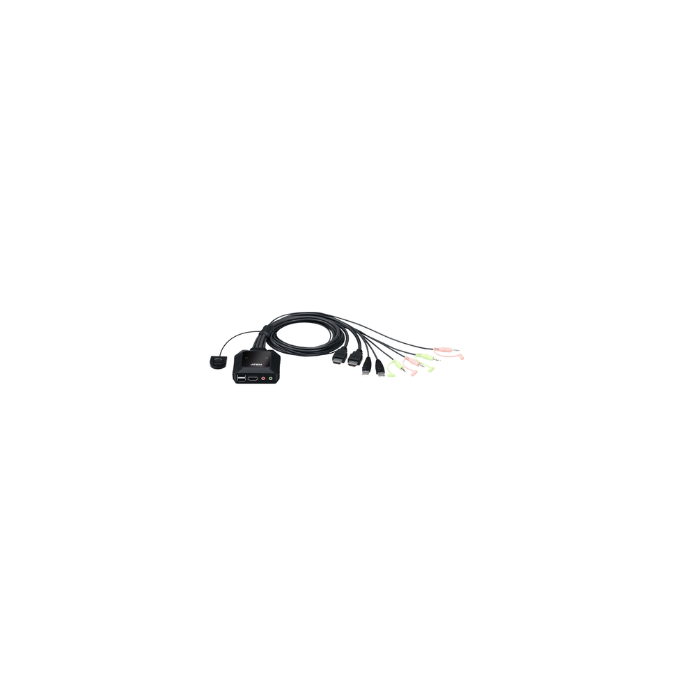 ATEN CS22H CS22H Conmutador KVM con cable HDMI 4K USB de 2 puertos con selector de pu