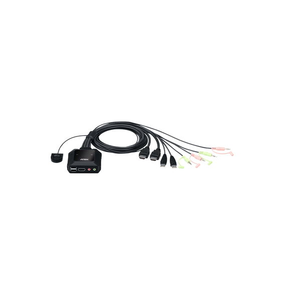 ATEN CS22H CS22H Conmutador KVM con cable HDMI 4K USB de 2 puertos con selector de pu