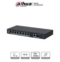 DAHUA PFS3110-8ET1GT1GF-96 -Switch PoE de 10 Puertos/  8 Puertos Poe 10/100/ 1 Puerto