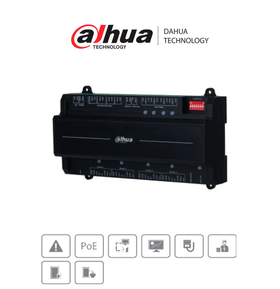 DAHUA ASC2204B-S  - Panel de Control de Acceso para 4 Puertas y 4 Lectoras/  TCP/IP/