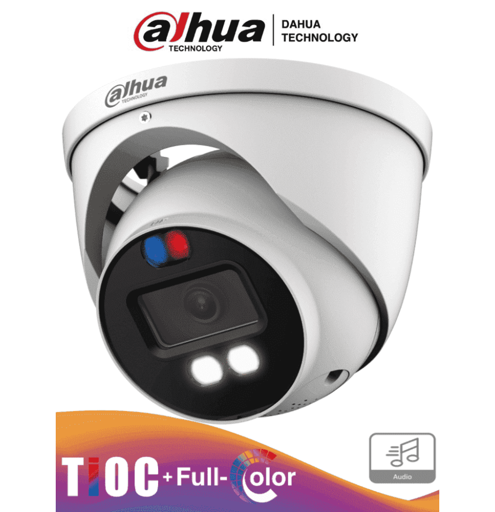 DAHUA DH-HAC-ME1809HN-A-PV - Camara Domo TiOC 4k/ Disuasión Activa/ Iluminador Dual I