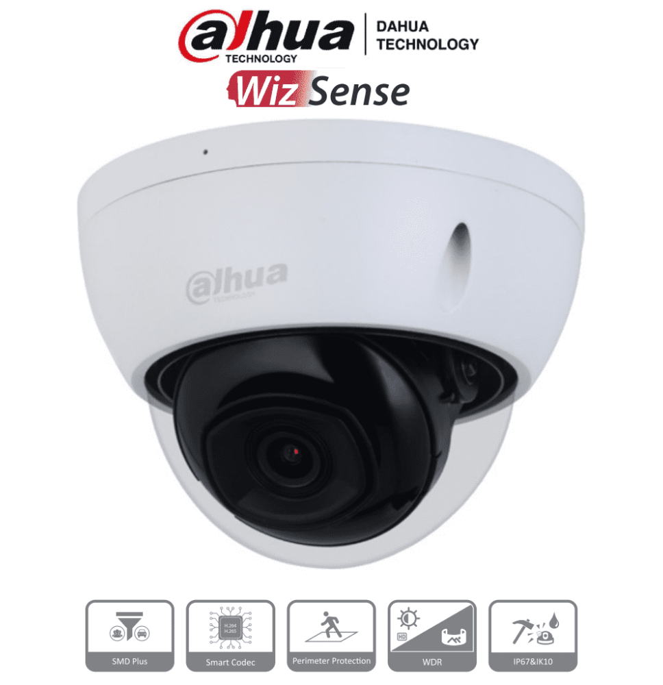 DAHUA IPC-HDBW2541E-S - Cámara IP domo antivandálica 5 MP  cuenta con lente de 2.8 mm