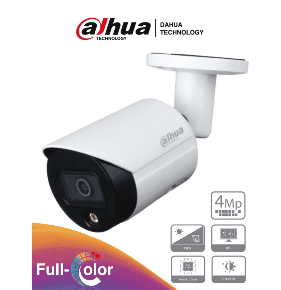 DAHUA IPC-HFW2439S-SA-LED-28 - Camara Bullet IP de 4 Megapixeles/ Full Color/ Lente d