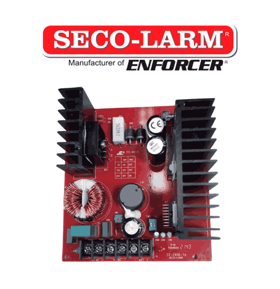 Seco-Larm ST24067AQ- Fuente de Poder con Cargador Batería 7 Amp 6/12/24 VCD SEC12200 Seco-Larm ST24067AQ- Fuente de Poder con Cargador Batería 7 Amp 6/12/24 VCD SEC12200