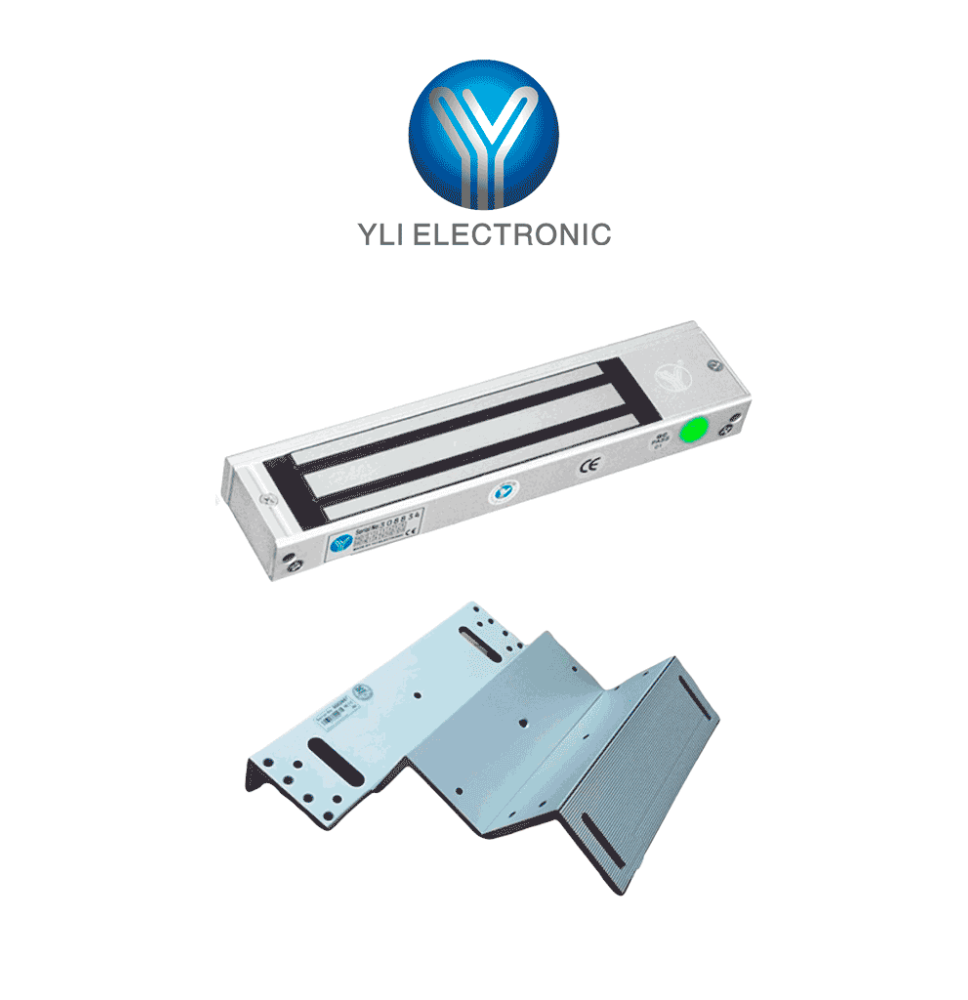 YLI YM500NLEDPACK - Paquete de Cerradura Magnética con Indicador LED y Soporte MBK500