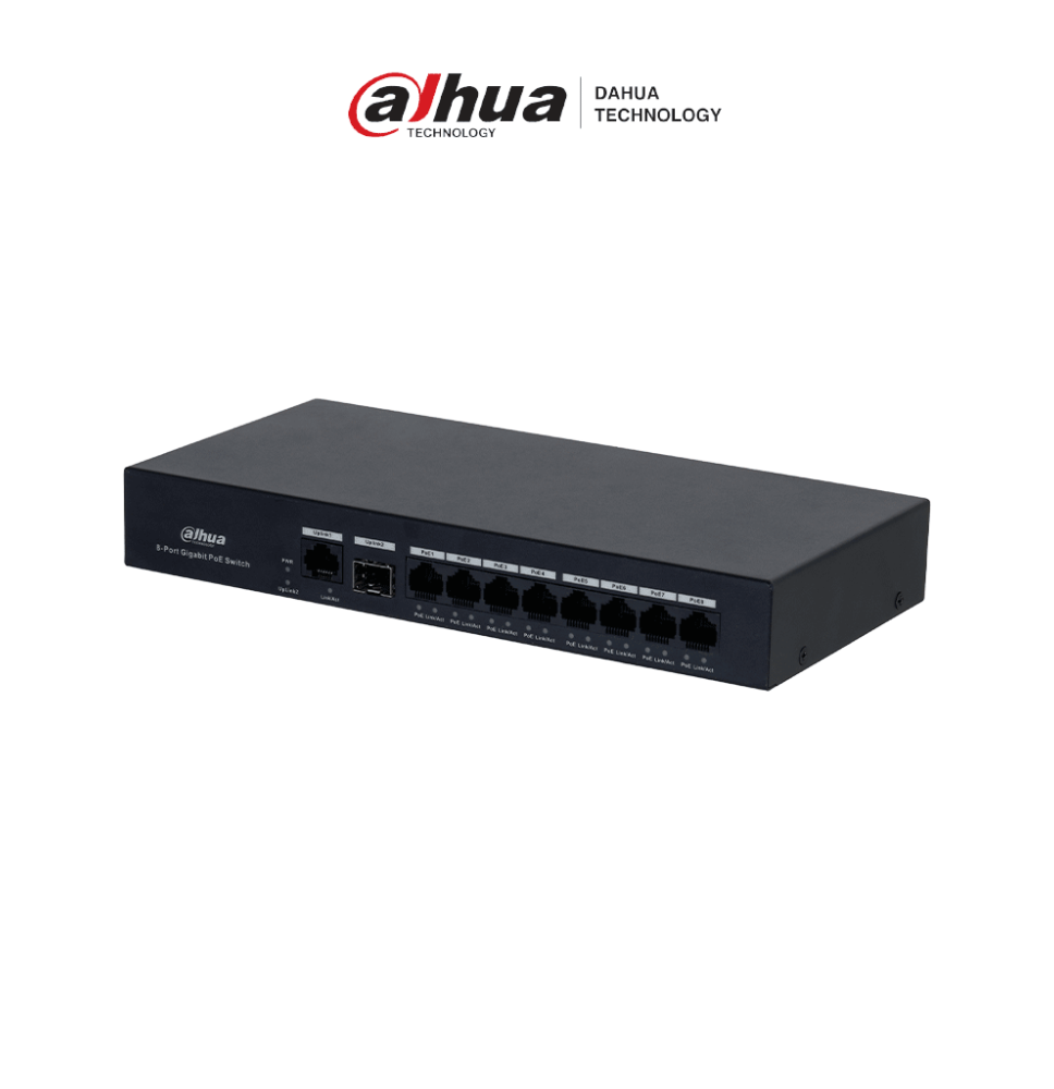 DAHUA DH-PFS3110-8GT-65 - Switch PoE inteligente con 8 puertos Gigabit  60W de potenc