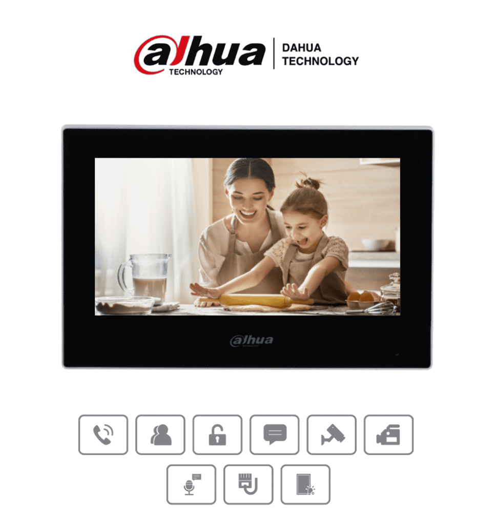 DAHUA VTH2621G-P - Monitor IP táctil de 7 en negro  Serie Lite  ideal para interiores