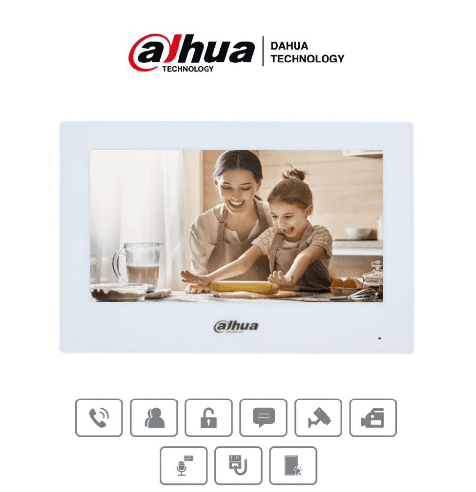 DAHUA VTH2621GW-P - Monitor IP Touch de 7 Pulgadas/ Serie Lite/ Blanco/ Poe Estandar/