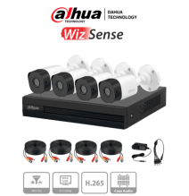 DAHUA KITXVR1B04-I1MP-2.8 - Kit de 4 canales con cámaras B1A11 de 1 megapíxel  lente