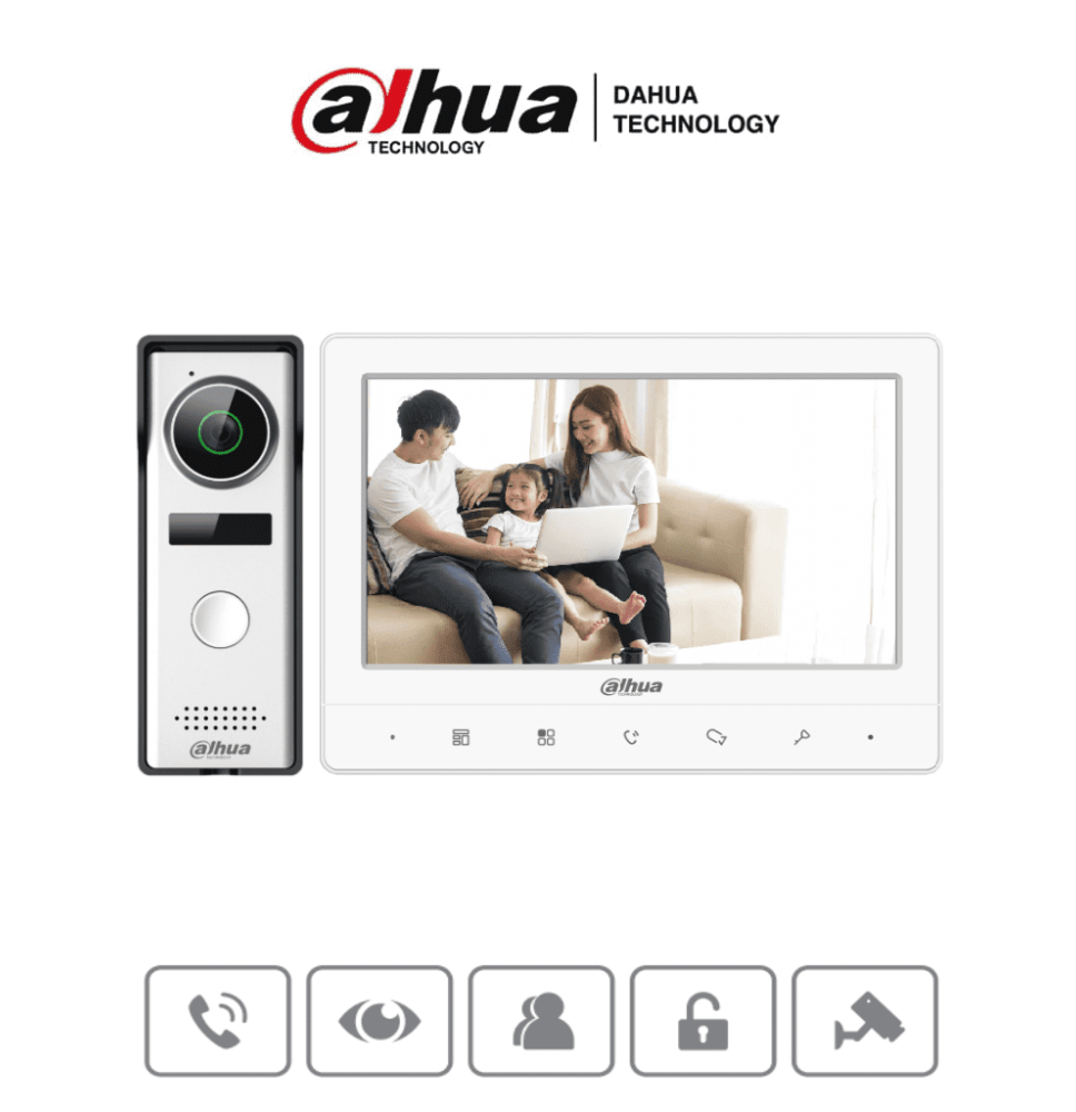 DAHUA KTA02 - Kit de Videoportero analógico con monitor táctil de 7 y frente de calle