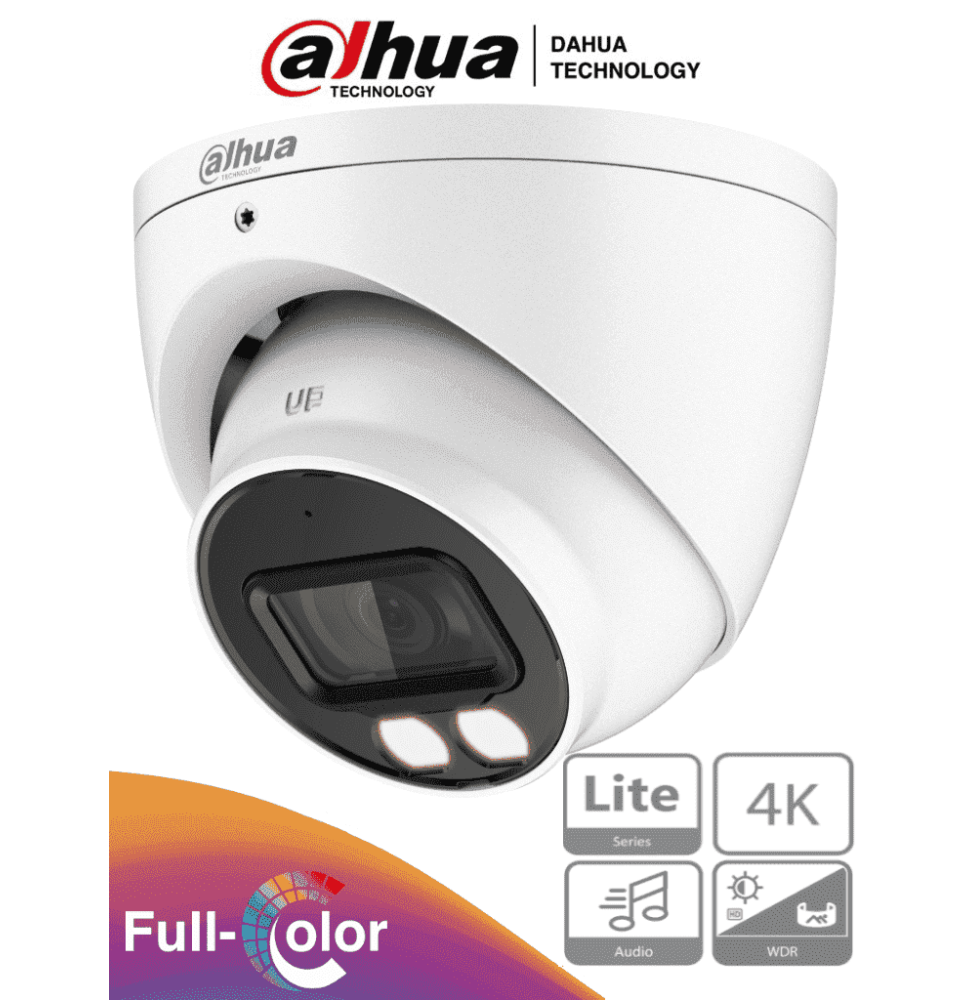 DAHUA HAC-HDW1809T-A-LED - Camara Domo Eyeball 4k Full Color/ 8 Megapixeles/ Lente de