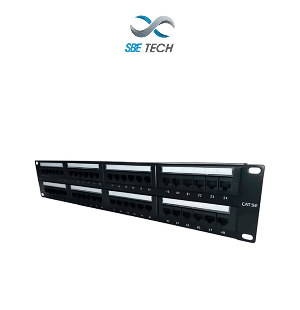 SBETECH SBE-2202-48P - Panel de parcheo categoría 5e con 48 puertos e incluye etiquet