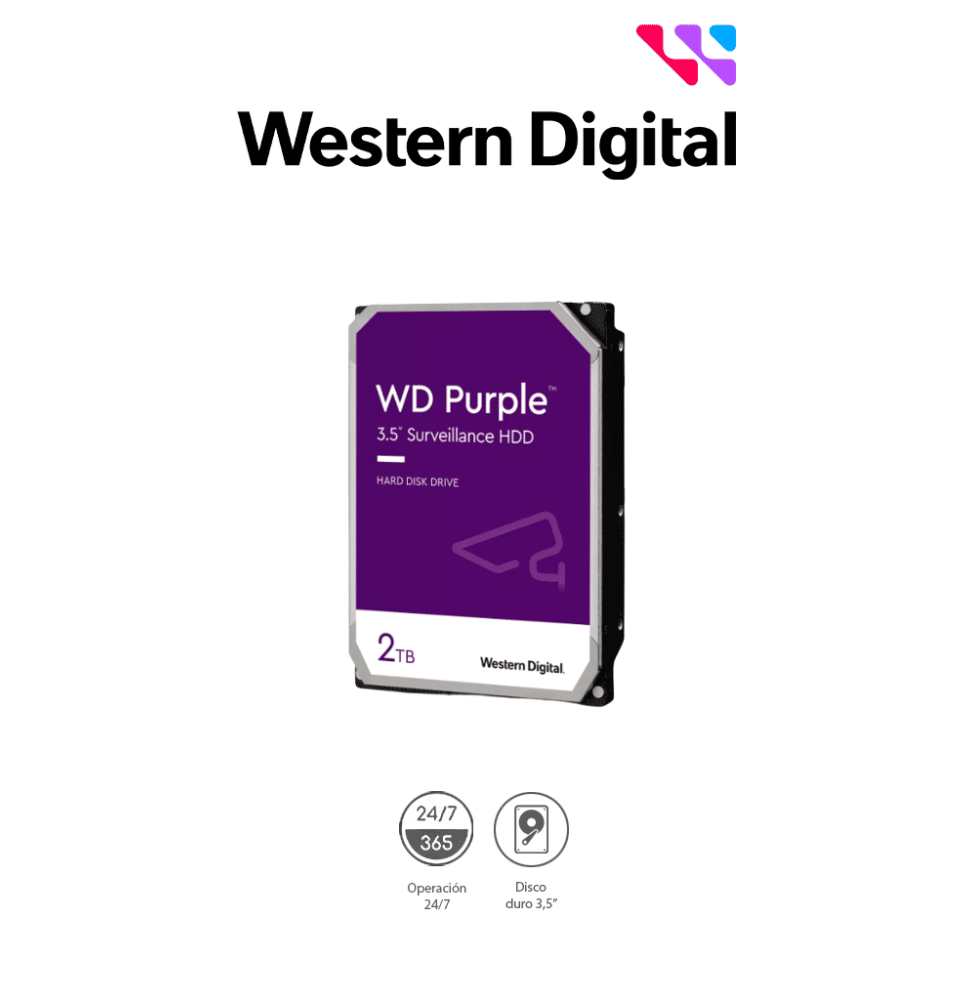 WESTERN DIGITAL WD23PURZ - Disco duro de 2TB / Serie Purple para videovigilancia / Tr