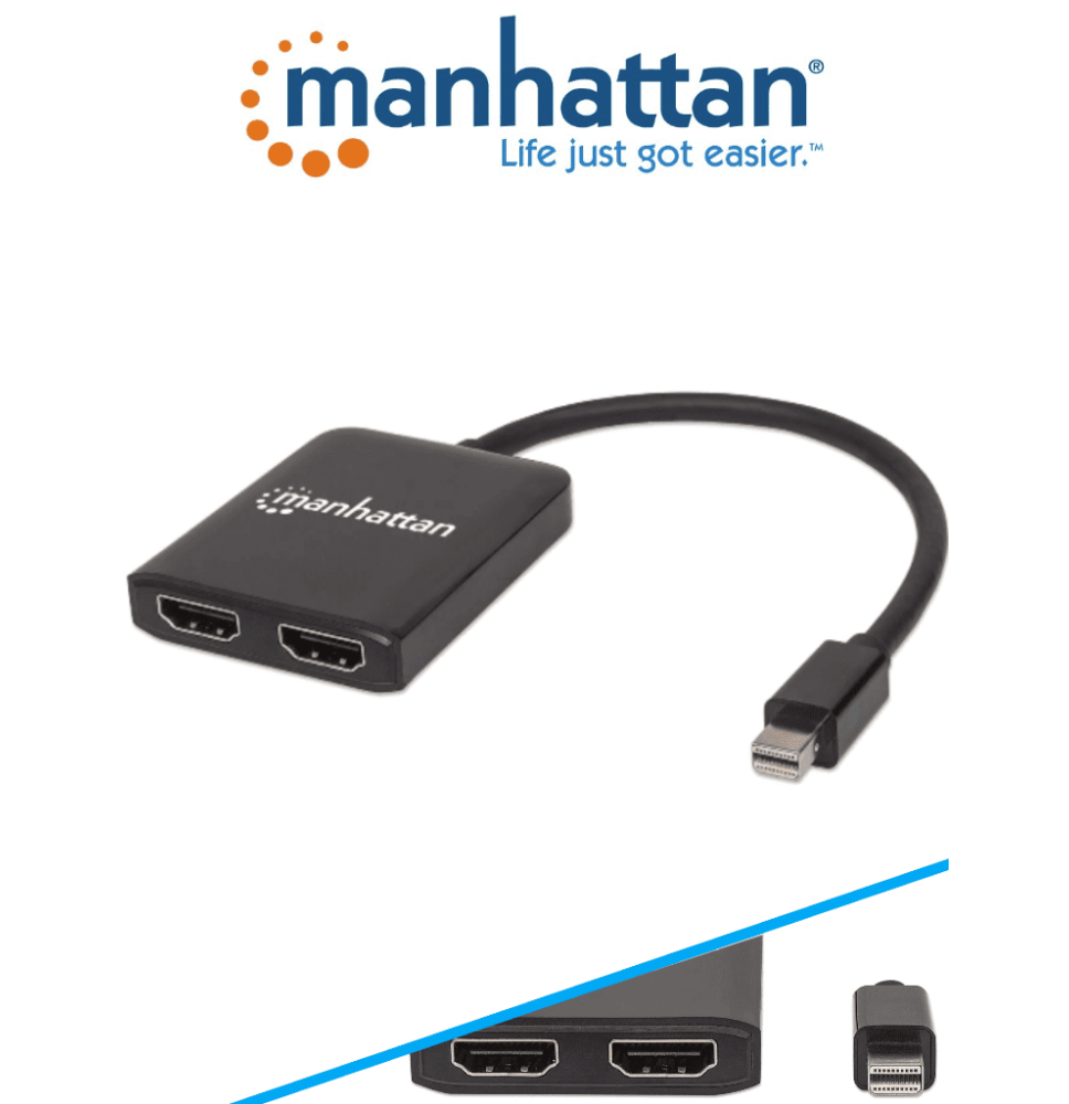 MANHATTAN 152723 - Convertidor / Splitter de Mini DisplayPort a 2 Puertos HDMI/ Resol